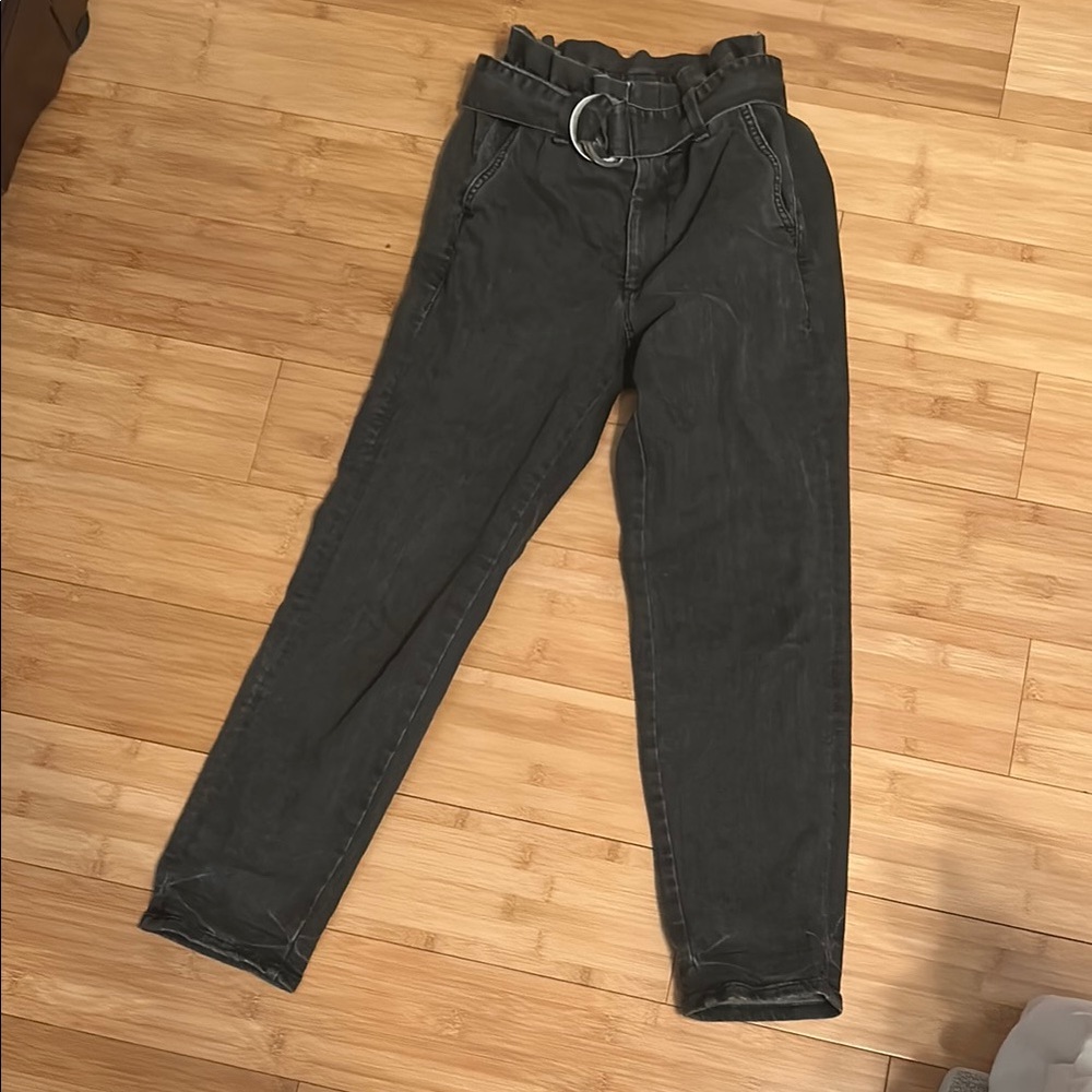 Express Stylish Black Paperbag Waist jeans